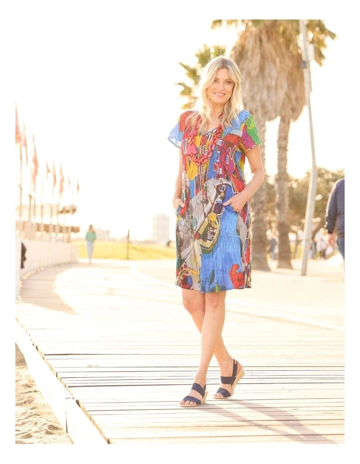 Easy Fit Short Sleeve Dress in Multi image 5
