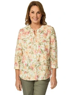 Bianca Collarless 3/4 Slv Shirt