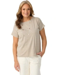 Pebble Stripe S/slv Tee