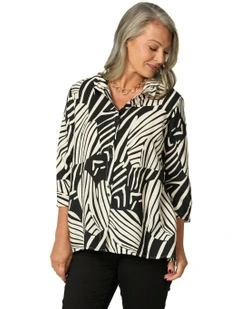 TAHARA 3/4 SLV ZIP BACK SHIRT