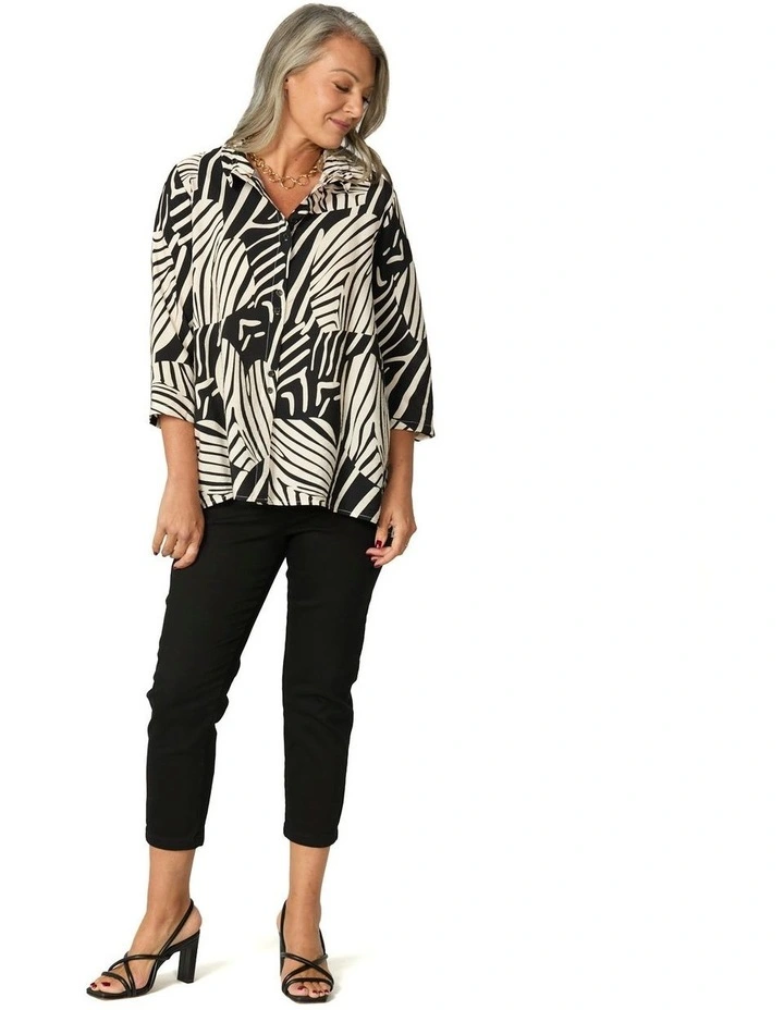 Tahara 3/4 Sleeve Back Zip Shirt  in Multi image 6