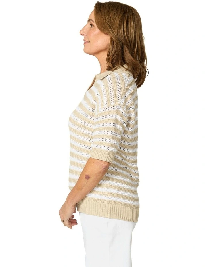 Port Fairy Stripe Elbow Slv Polo image 3
