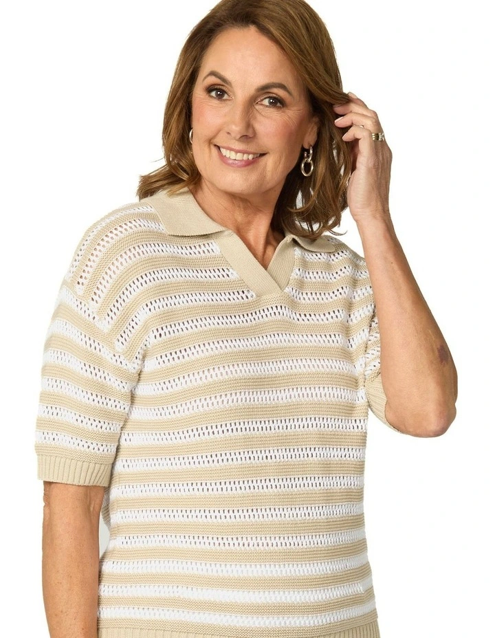 Port Fairy Stripe Elbow Slv Polo image 5