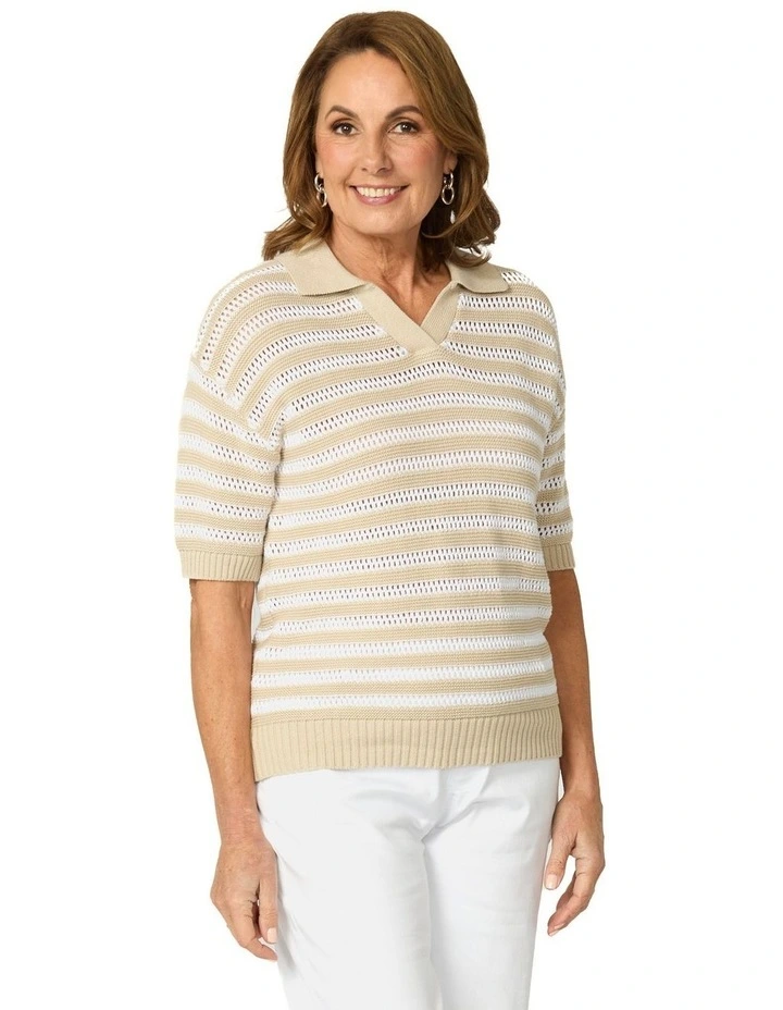 Port Fairy Stripe Elbow Slv Polo image 7
