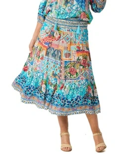 COAST SHIRRED WAIST PRINT SKIRT