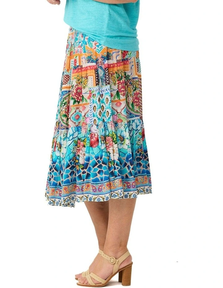 COAST SHIRRED WAIST PRINT SKIRT image 3