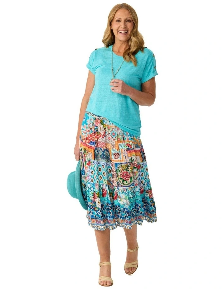 COAST SHIRRED WAIST PRINT SKIRT image 4