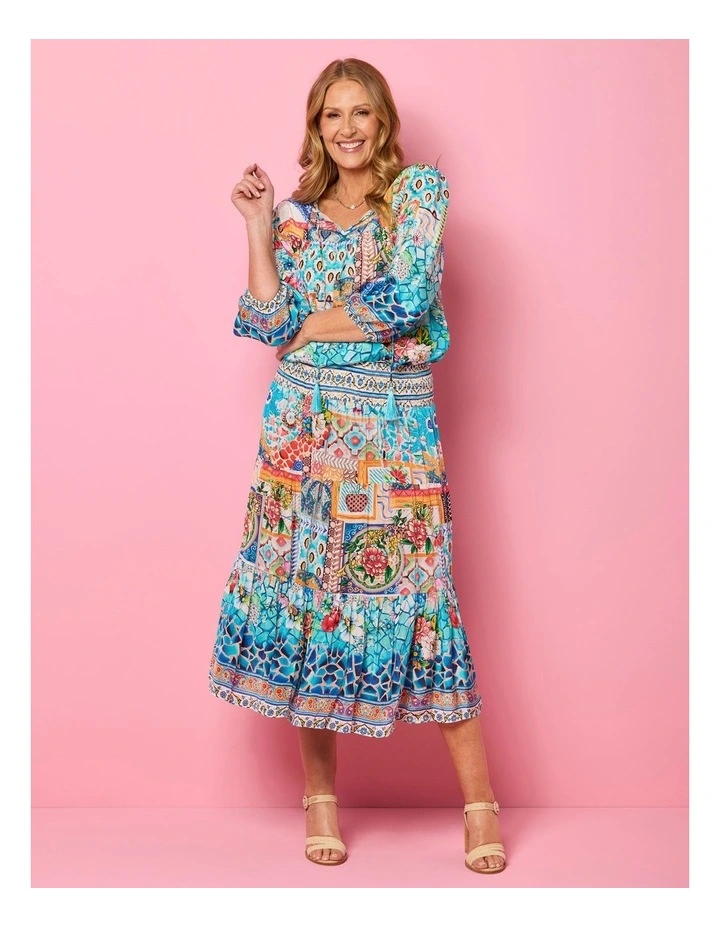 COAST SHIRRED WAIST PRINT SKIRT image 5
