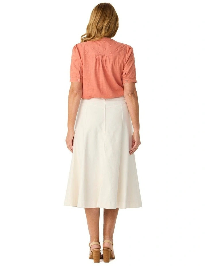 Gored Denim Skirt in Cream image 2