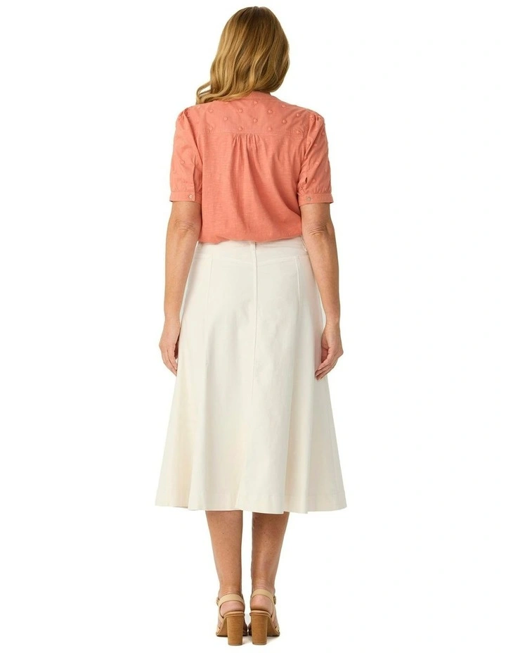 Gored Denim Skirt in Cream image 2