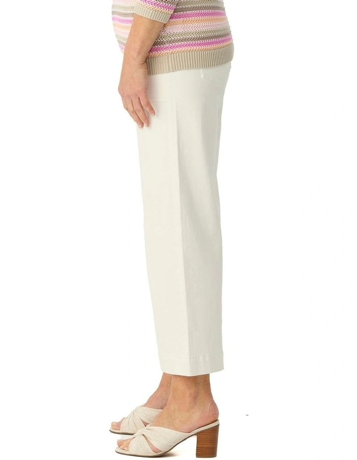 Shelby 7/8 Zip Wide Leg Jeans in Cream image 3