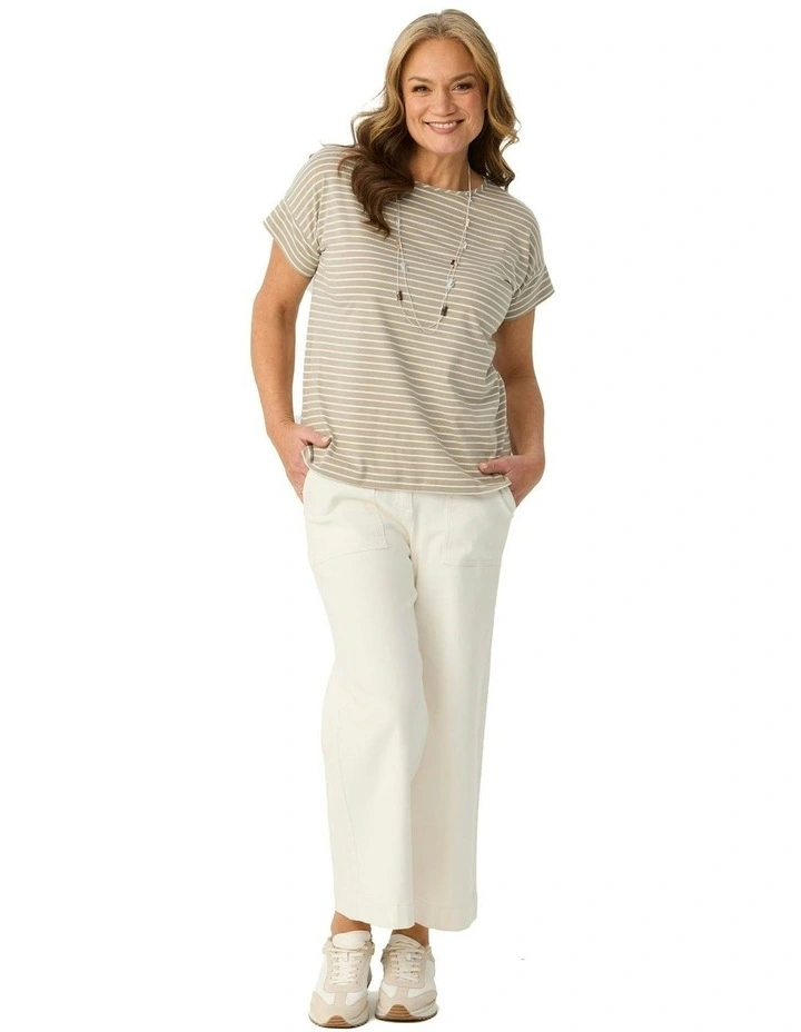 Shelby 7/8 Zip Wide Leg Jeans in Cream image 4