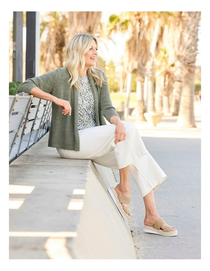 Shelby 7/8 Zip Wide Leg Jeans in Cream image 5