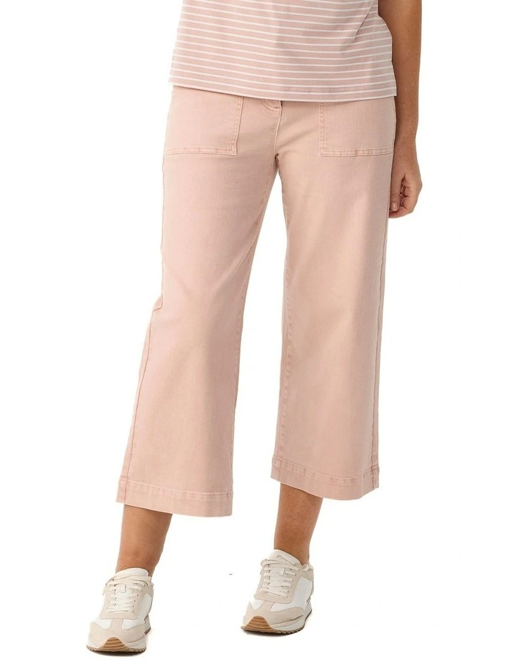 Shelby 7/8 Zip Wide Leg Jeans in Pink image 1