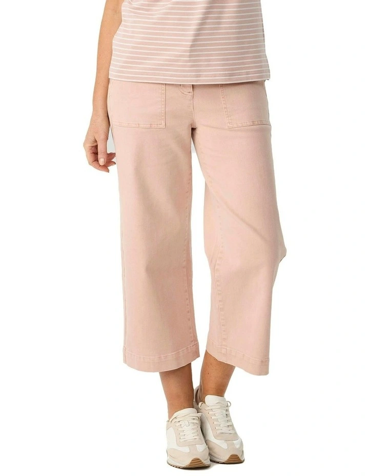 Shelby 7/8 Zip Wide Leg Jeans in Pink image 1