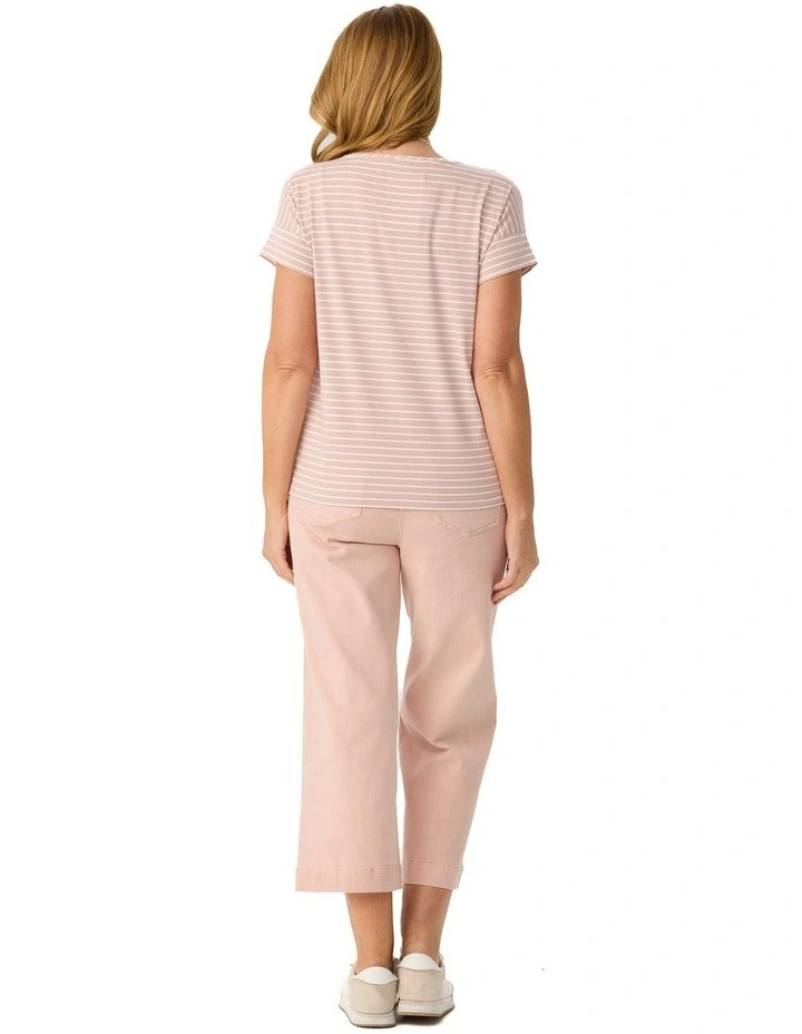 Shelby 7/8 Zip Wide Leg Jeans in Pink image 2