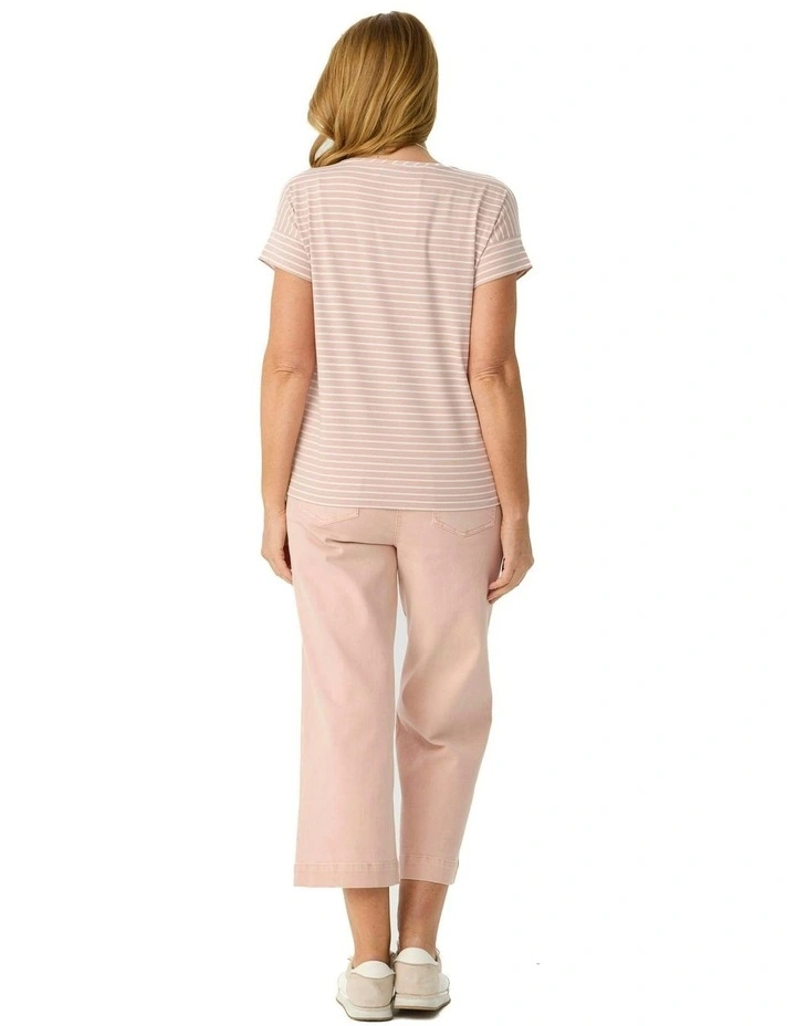 Shelby 7/8 Zip Wide Leg Jeans in Pink image 2
