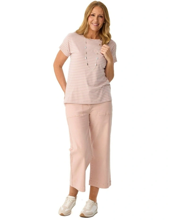 Shelby 7/8 Zip Wide Leg Jeans in Pink image 4