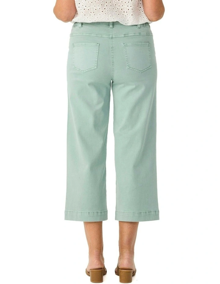 Shelby 7/8 Zip Wide Leg Jean in Green image 2