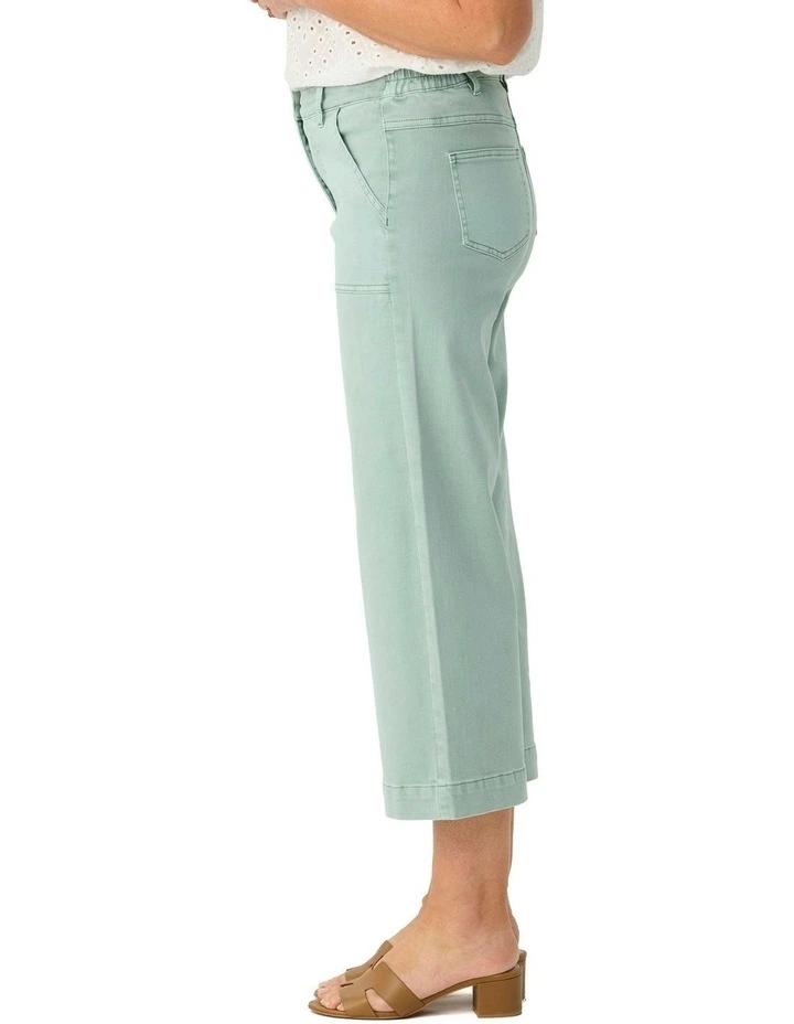 Shelby 7/8 Zip Wide Leg Jean in Green image 3