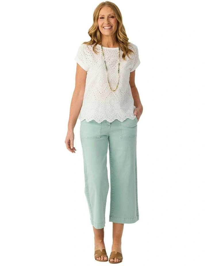 Shelby 7/8 Zip Wide Leg Jean in Green image 4
