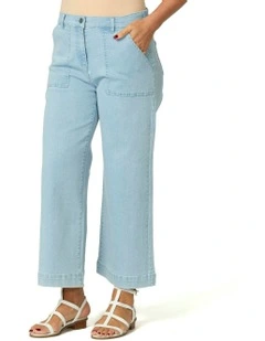 Shelby 7/8 Zip Wide Leg Jean in Blue