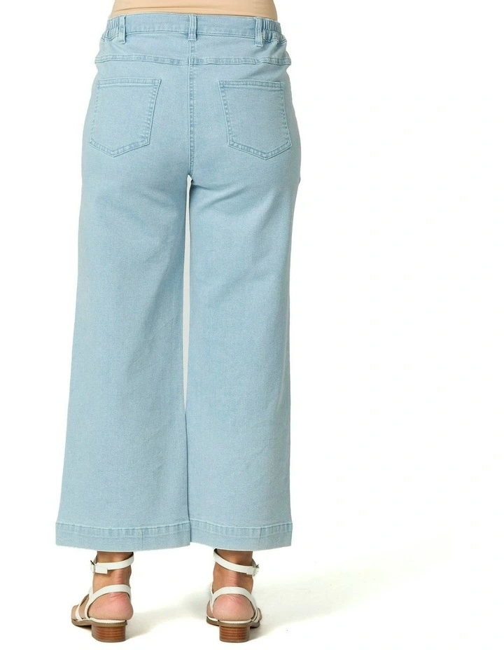 Shelby 7/8 Zip Wide Leg Jean in Blue image 2