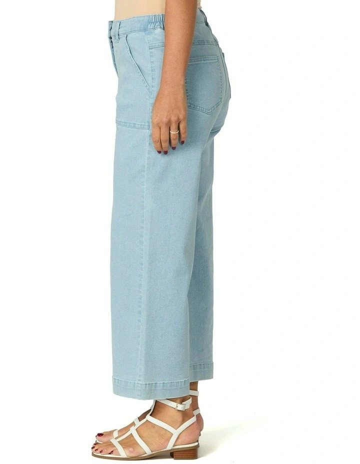 Shelby 7/8 Zip Wide Leg Jean in Blue image 3