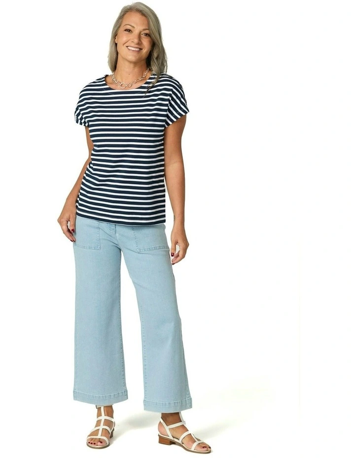 Shelby 7/8 Zip Wide Leg Jean in Blue image 4
