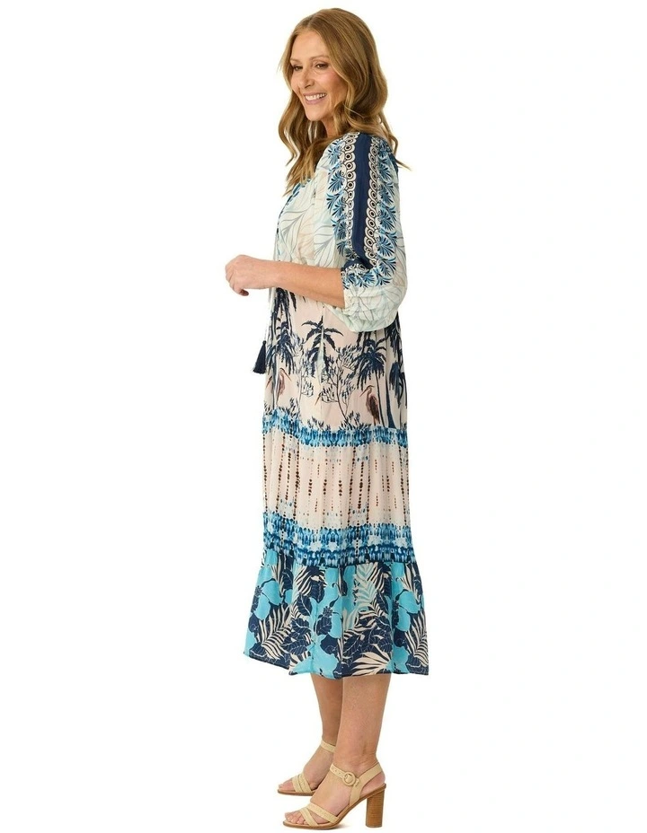Kya Dolman Sleeve Tiered Dress in Multi image 3