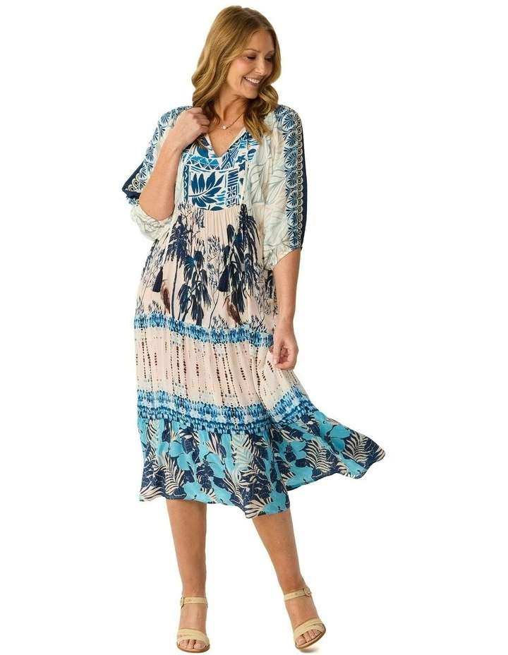 Kya Dolman Sleeve Tiered Dress in Multi image 4