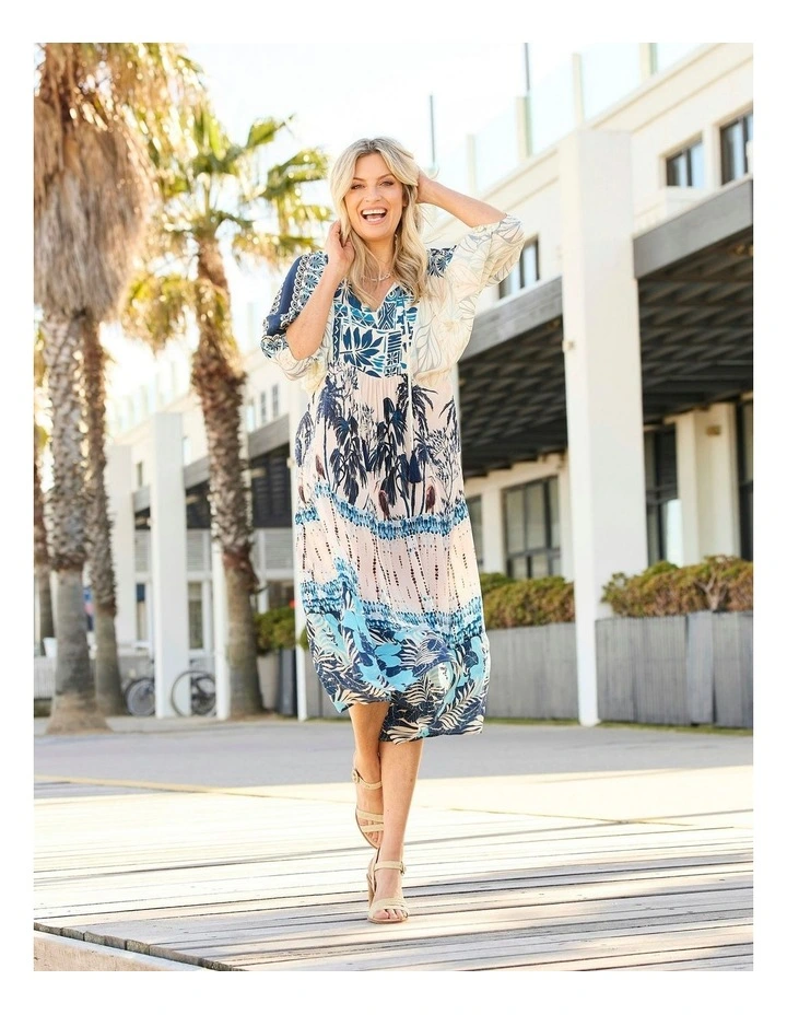 Kya Dolman Sleeve Tiered Dress in Multi image 5