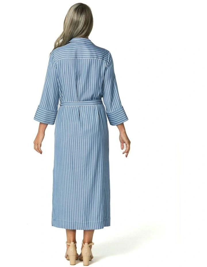 Santorini Stripe Shirtmaker Dress in Blue/White image 2