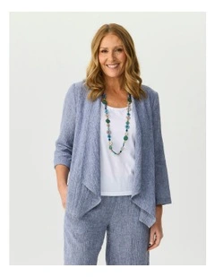 Lumina 3/4 Sleeve Waterfall Cardigan in Navy
