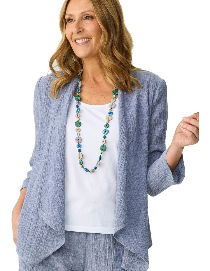 Lumina 3/4 Sleeve Waterfall Cardigan in Navy image 4