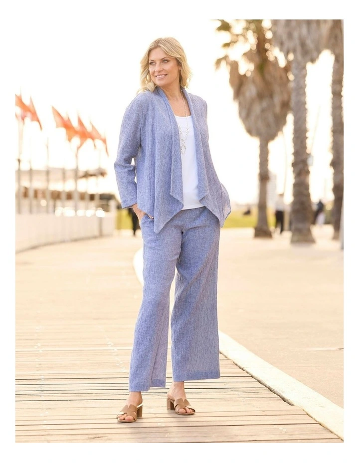 Lumina 3/4 Sleeve Waterfall Cardigan in Navy image 5