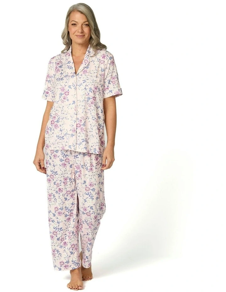 Loretta Short Sleeve Crop Pant Pj Set in Multi image 1