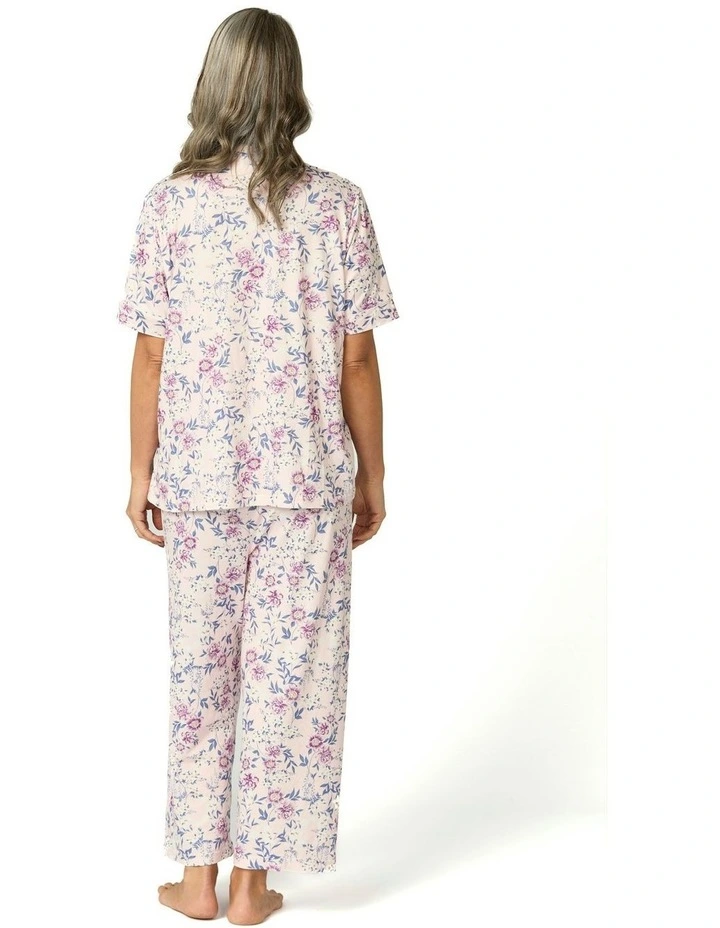 Loretta Short Sleeve Crop Pant Pj Set in Multi image 2