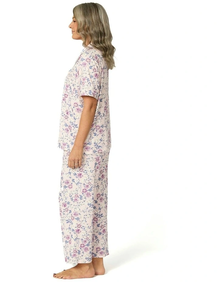 Loretta Short Sleeve Crop Pant Pj Set in Multi image 3