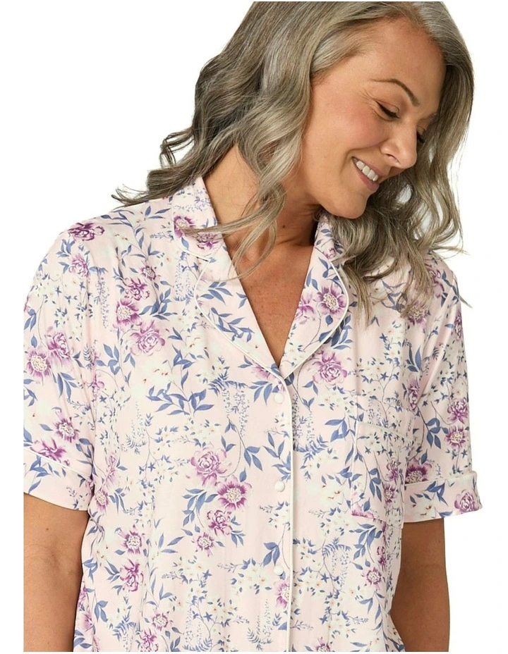 Loretta Short Sleeve Crop Pant Pj Set in Multi image 4