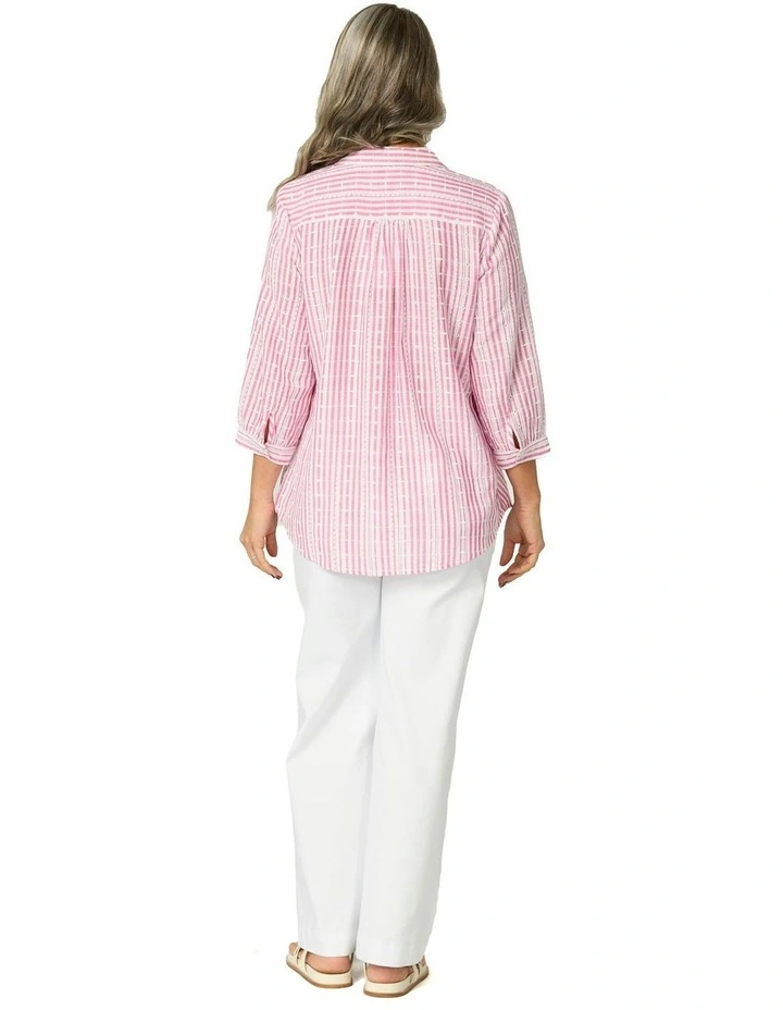 Valdesi Collared 3/4 Sleeve Shirt in Pink image 2
