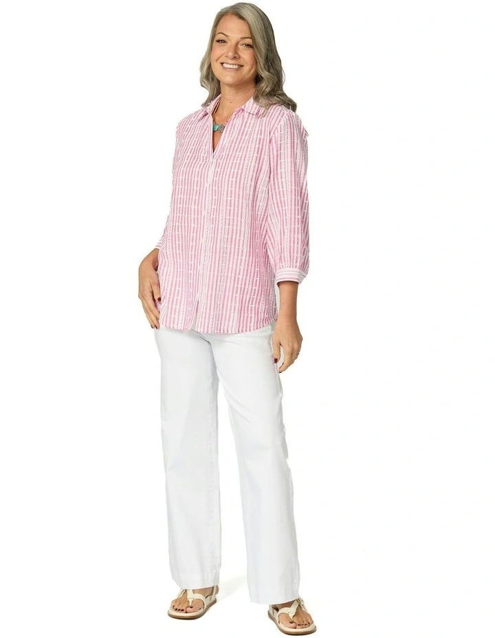 Valdesi Collared 3/4 Sleeve Shirt in Pink image 4