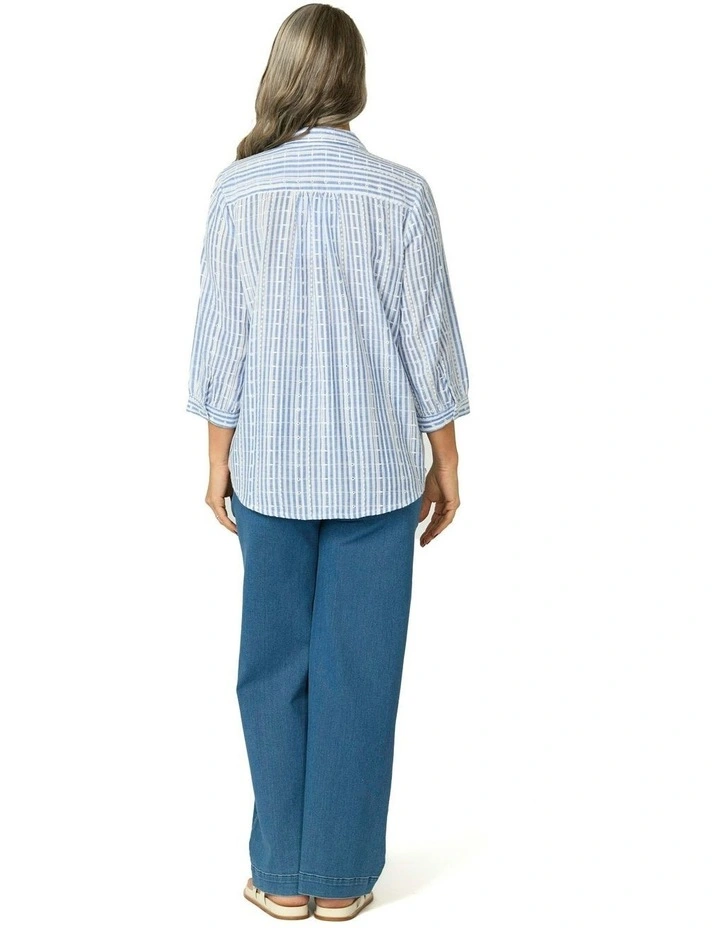 Valdesi Collared 3/4 Sleeve Shirt in Blue image 2