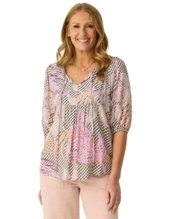 Summer Essence 3/4 Sleeve Blouse in Multi
