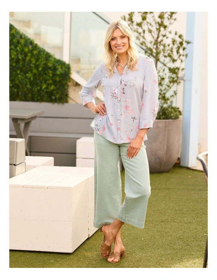 Ankita 3/4 Sleeve Hi-Low Shirt in Olive image 5