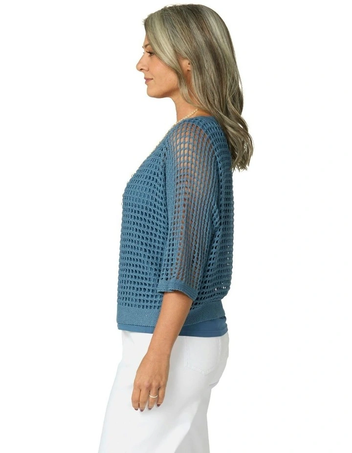 Esperance Eyelet Top in Indigo image 3