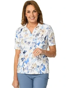 Butterfly Short Sleeve Rib Polo in Multi