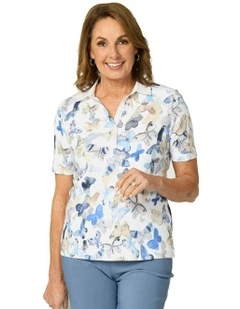 Butterfly Short Sleeve Rib Polo in Multi