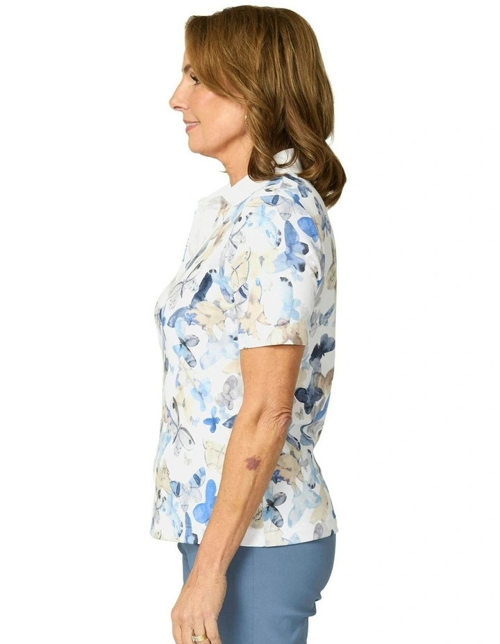 Butterfly Short Sleeve Rib Polo in Multi image 3