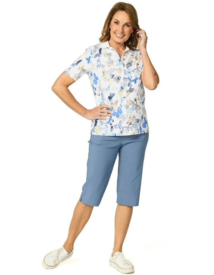 Butterfly Short Sleeve Rib Polo in Multi image 4